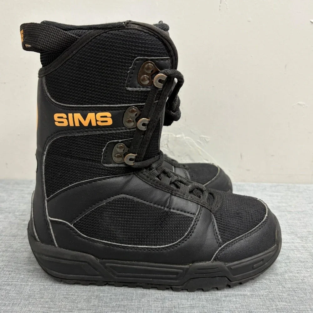 Sims Snowboard Boots Kids Size 4 Black Orange Lace Up Winter Sports V84